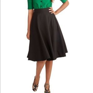 RockSteady Black High Waist‎ Retro Pinup Rockabilly Circle Skirt, women's Large